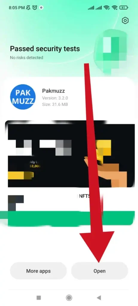 launch pakmuzz app in phone