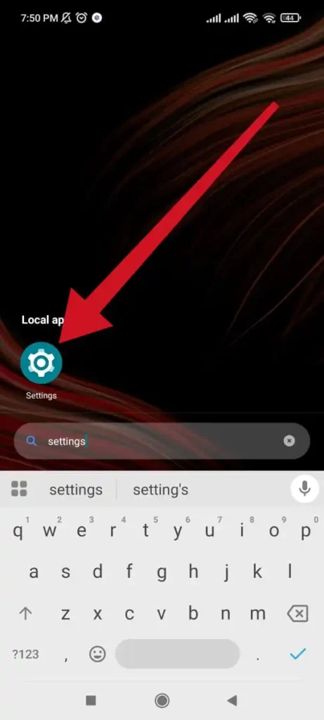 settings icon option in android phone