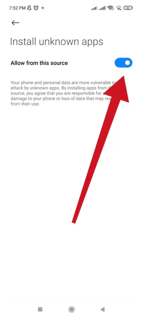 the option is allowed to install apps from unknown sources